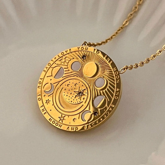 Love You To The Moon & Back 18K Gold Plated Necklace -  Premium Collection - PEACHY ACCESSORIES