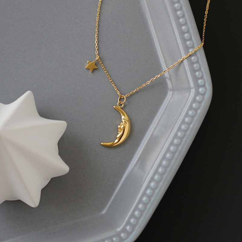 Moon Star 18K Gold Plated Stainless Steel Necklace - PEACHY ACCESSORIES