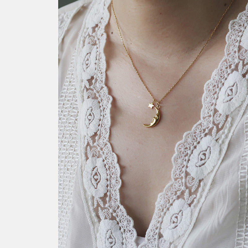 Moon Star 18K Gold Plated Stainless Steel Necklace - PEACHY ACCESSORIES
