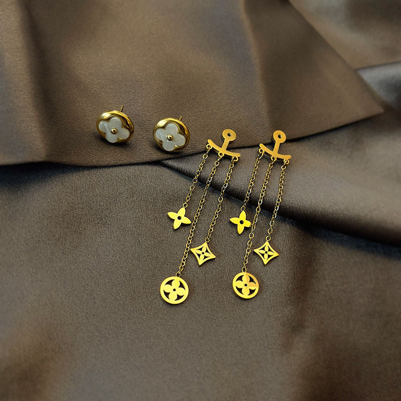 Lucky Clover Tassel Earrings - 18K Gold Plated