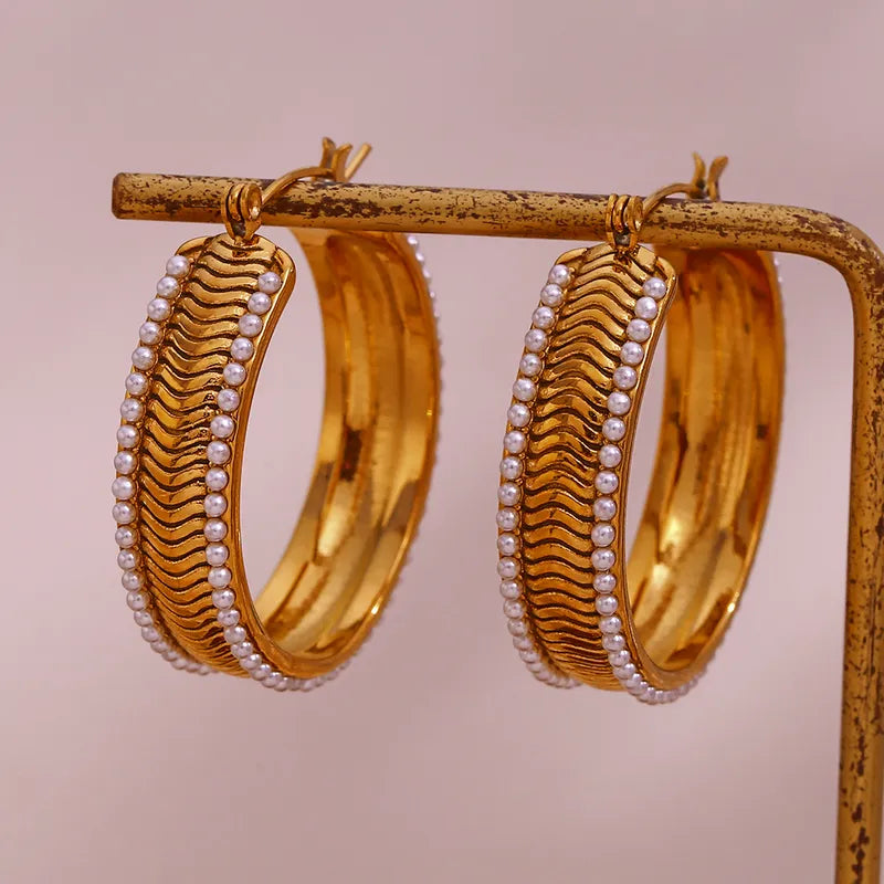 Classic Diva Pearl Hoops 18K Gold Plated
