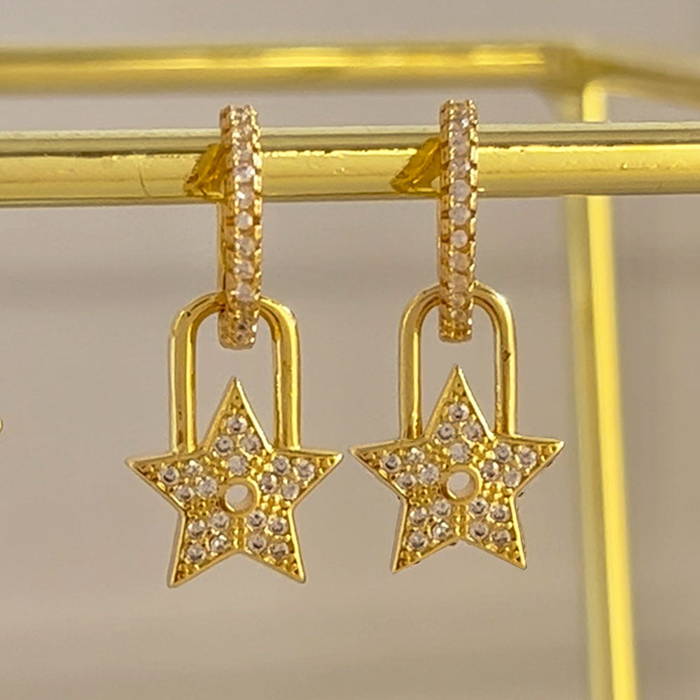 Classic Dangler Huggie Hoop Earrings - 18K Gold Plated