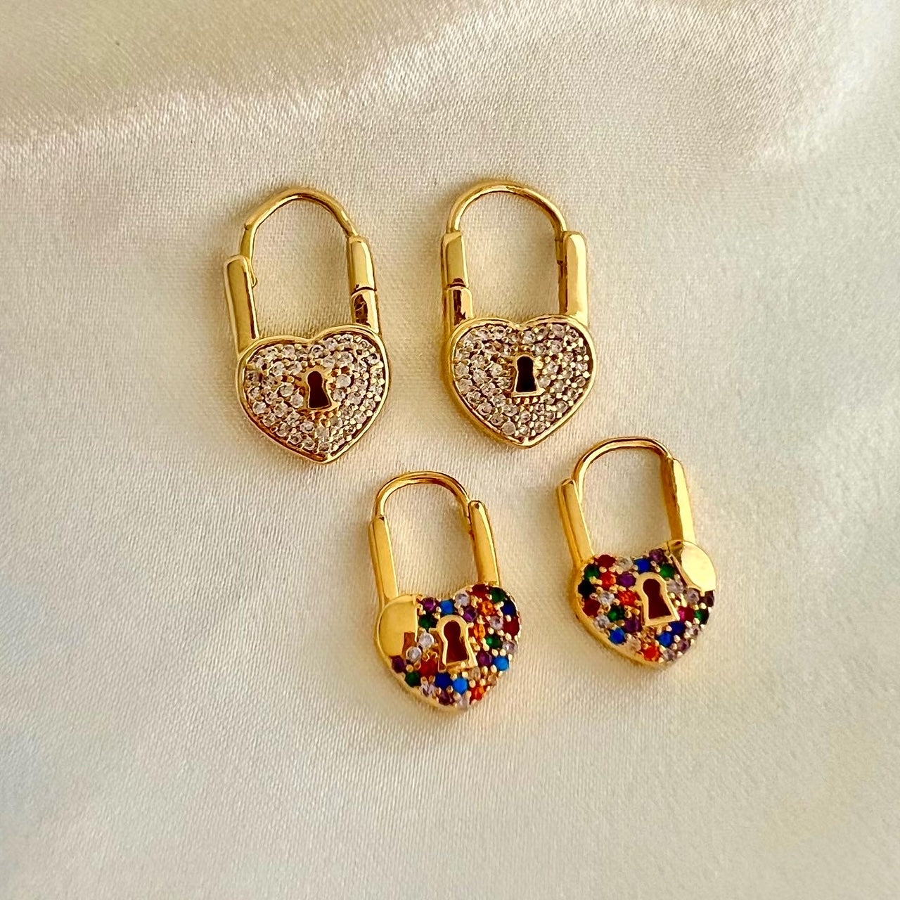 Heart Lock Huggie Earrings - 18K Gold Plated - PEACHY ACCESSORIES