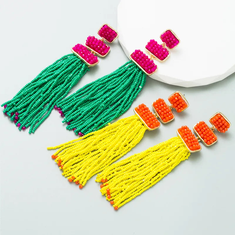 Beaded Tassel Earrings - PEACHY ACCESSORIES