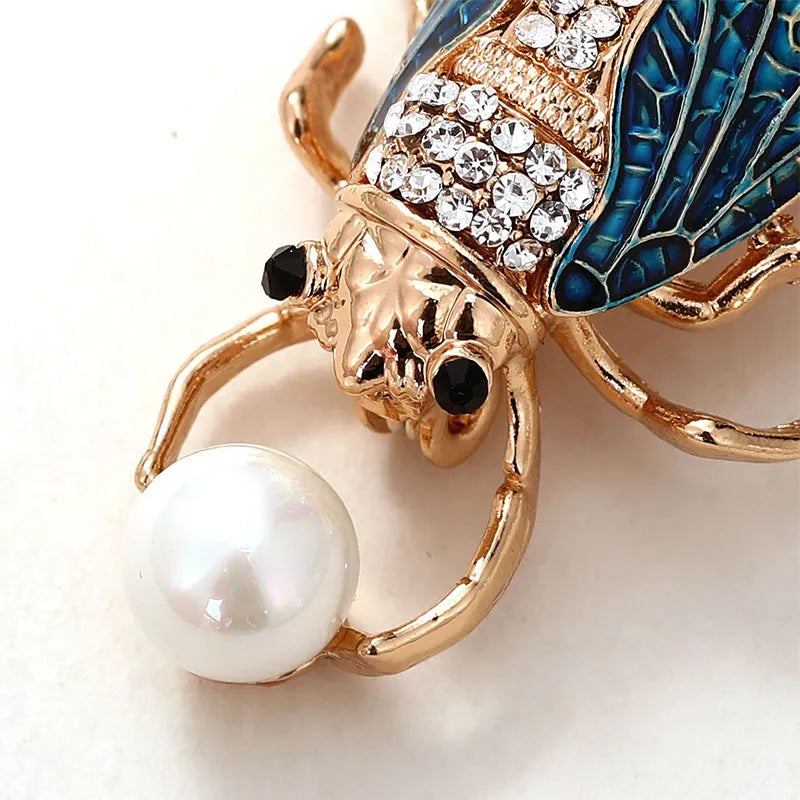 Cicada Insect Pearl Unisex Brooch - PEACHY ACCESSORIES