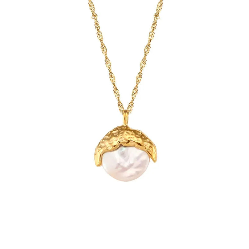 Classic Big Pearl Necklace - 18K Gold Plated - PEACHY ACCESSORIES