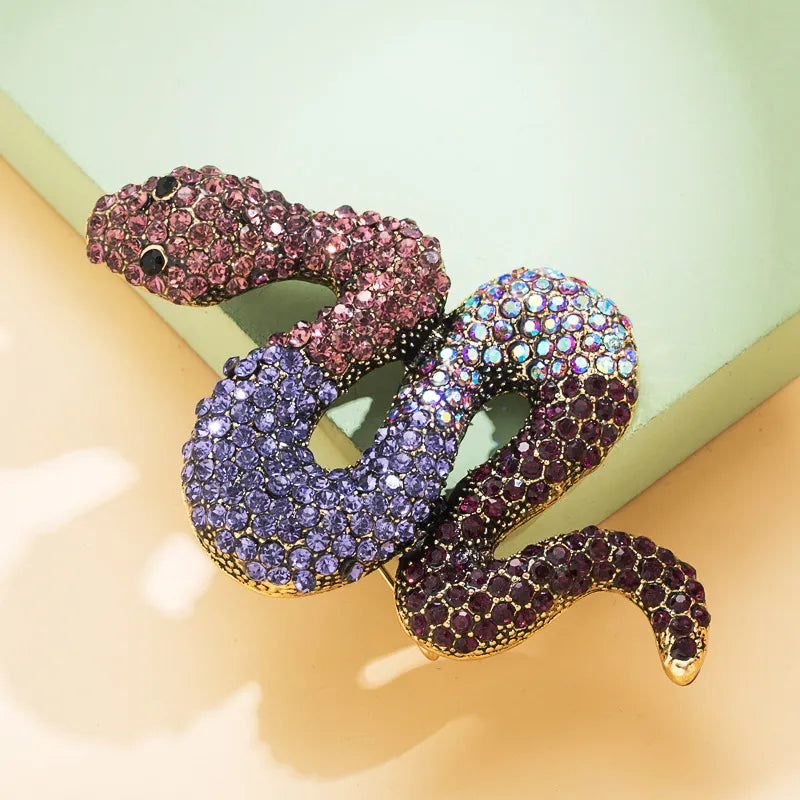 Large Diamond Snake Brooch - PEACHY ACCESSORIES