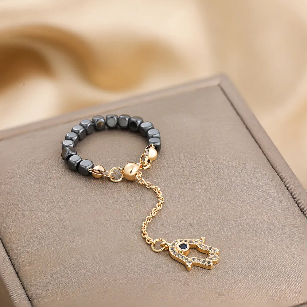 Hamsa Evil Eye Handmade Ring - PEACHY ACCESSORIES