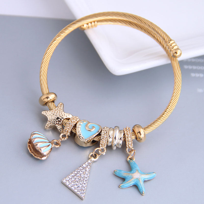 Starfish Seashell Charm Bracelet - PEACHY ACCESSORIES