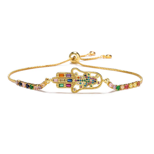 Hamsa 18k Gold Plated Zircon Bracelets - PEACHY ACCESSORIES