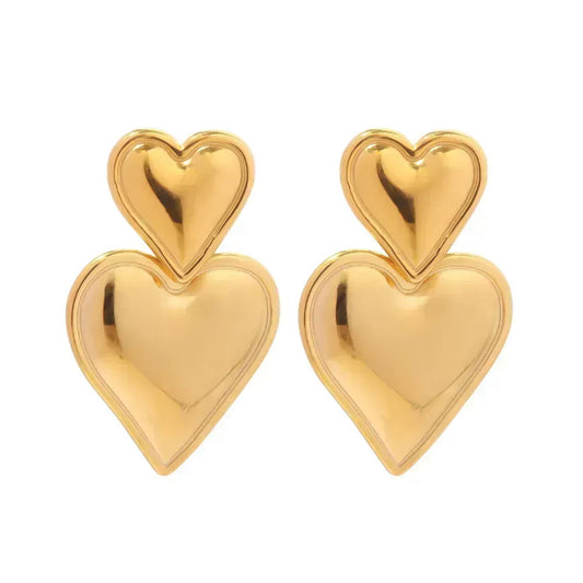 Classic Heart Drop Earrings - 18K Gold Plated