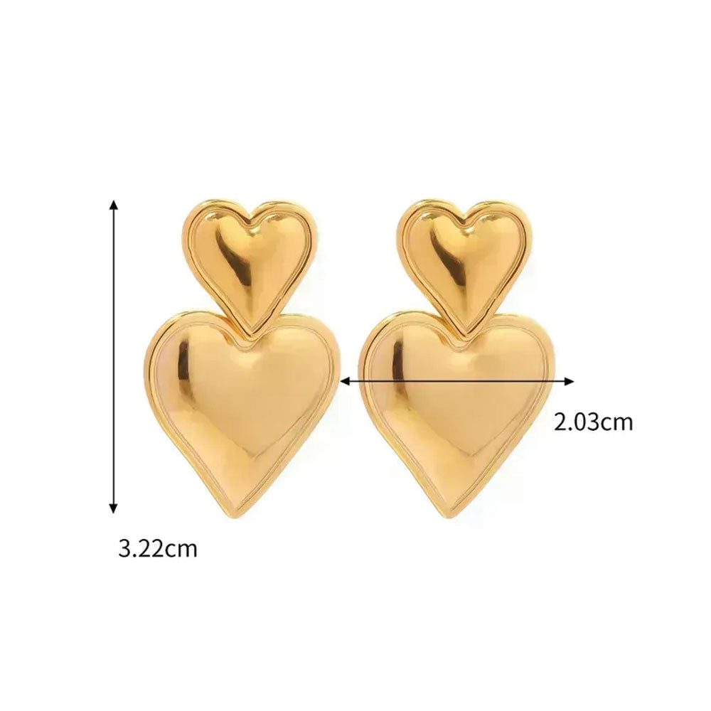 Classic Heart Drop Earrings - 18K Gold Plated