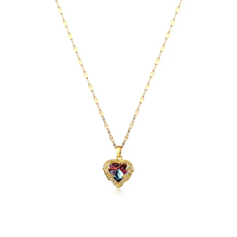 Luxurious Heart Shape Stainless Steel 18K Gold Plated Necklace - PEACHY ACCESSORIES