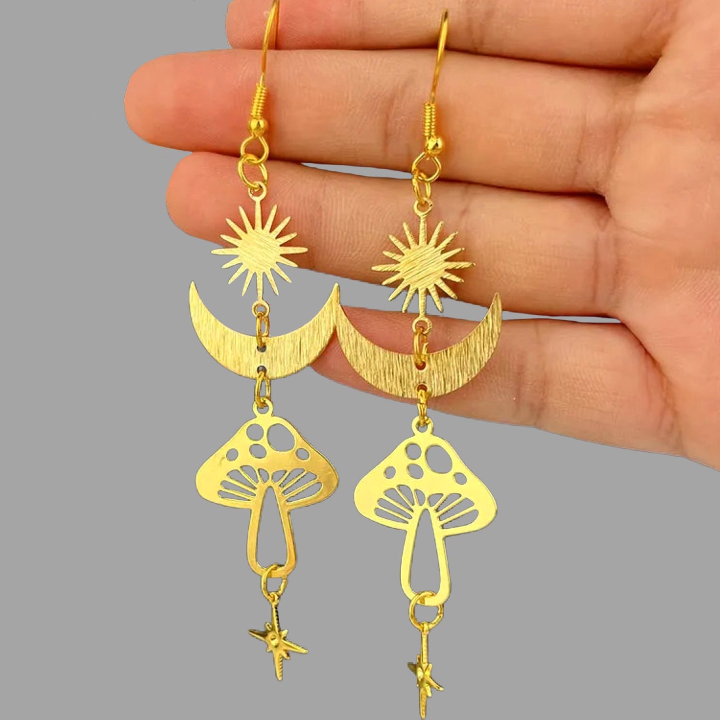 Bohemian Mushroom, Sun, Moon & Star Tassel Earrings - PEACHY ACCESSORIES