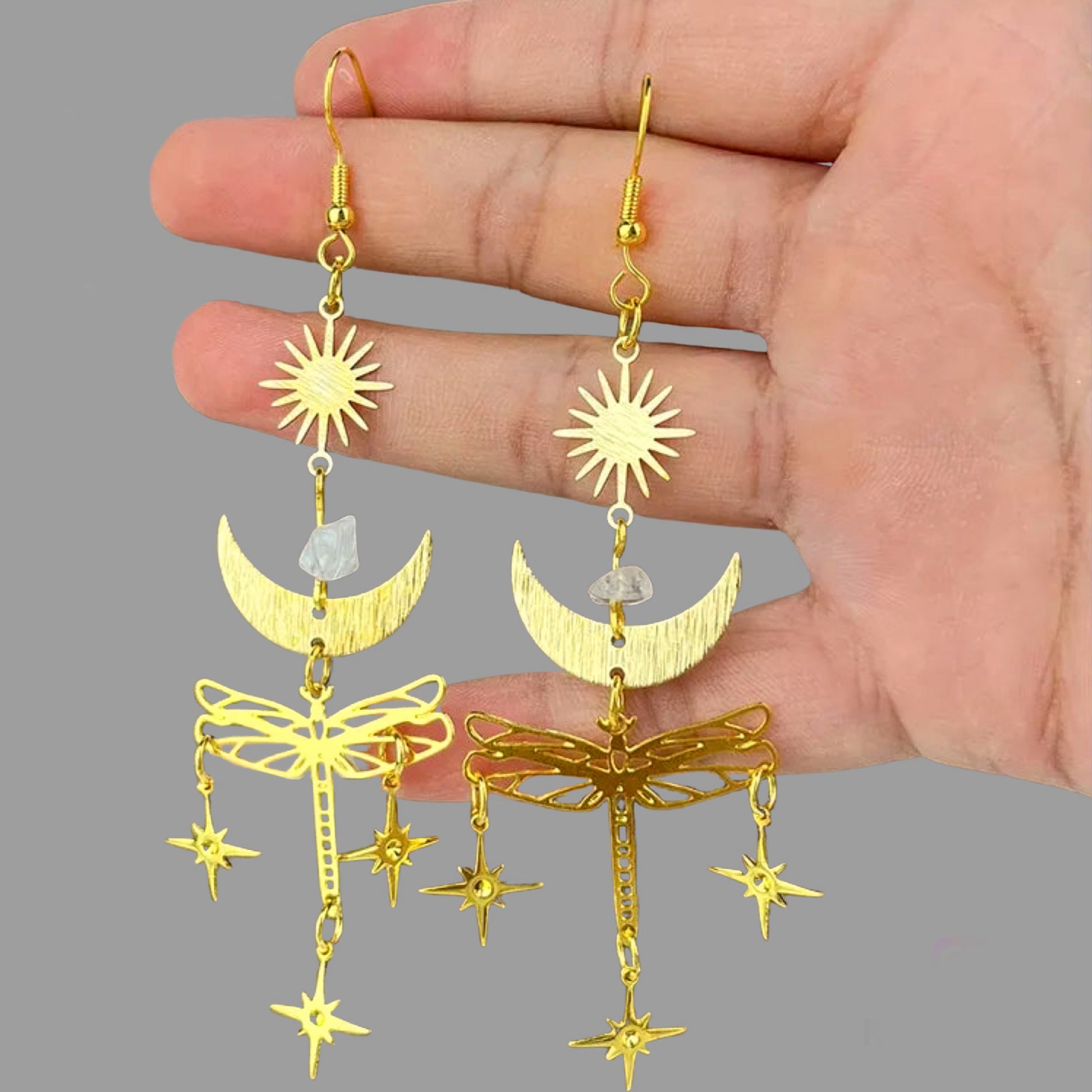 Bohemian Dragonfly, Sun & Moon Tassel Earrings - PEACHY ACCESSORIES