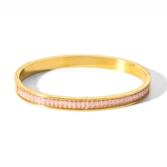 Classic Zircon Kada Bangle - 18K Gold Plated