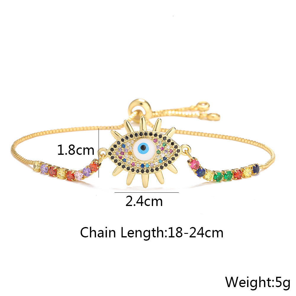 Colorful Evil Eye 18K Gold Plated Zircon Bracelet - PEACHY ACCESSORIES