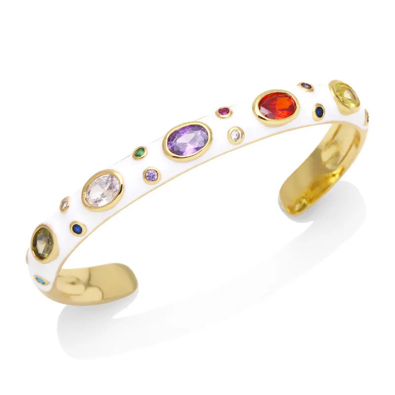 Colorful Zircon Copper 18K Gold Plated Bracelet - PEACHY ACCESSORIES
