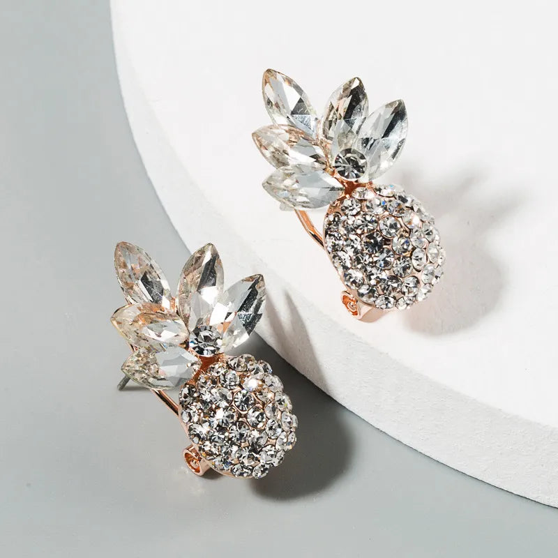 Pineapple Rhinestone Earrings 1 Pair - PEACHY ACCESSORIES