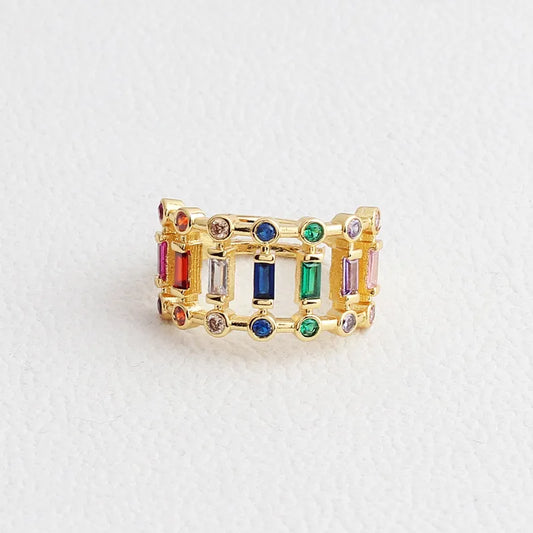 Rainbow Zircon 18K Gold Plated Ring - PEACHY ACCESSORIES