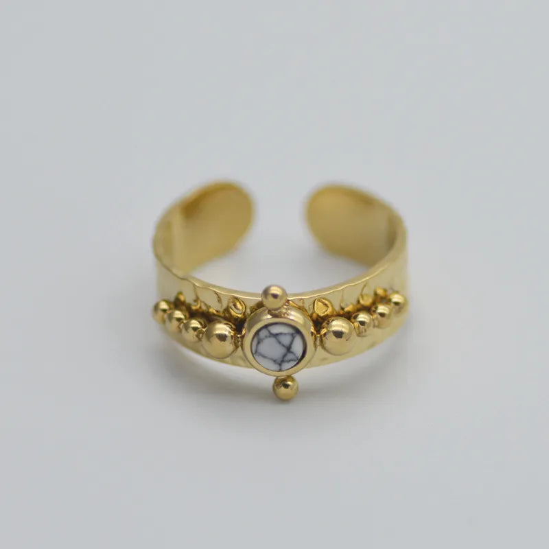 Royal White Marble 18K Gold Plated Ring - PEACHY ACCESSORIES