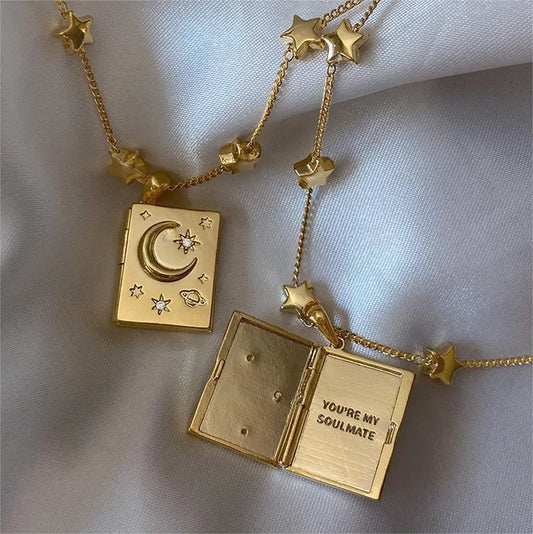 Soulmate Stainless Steel 18K Gold Plated Locket Pendant Necklace - PEACHY ACCESSORIES