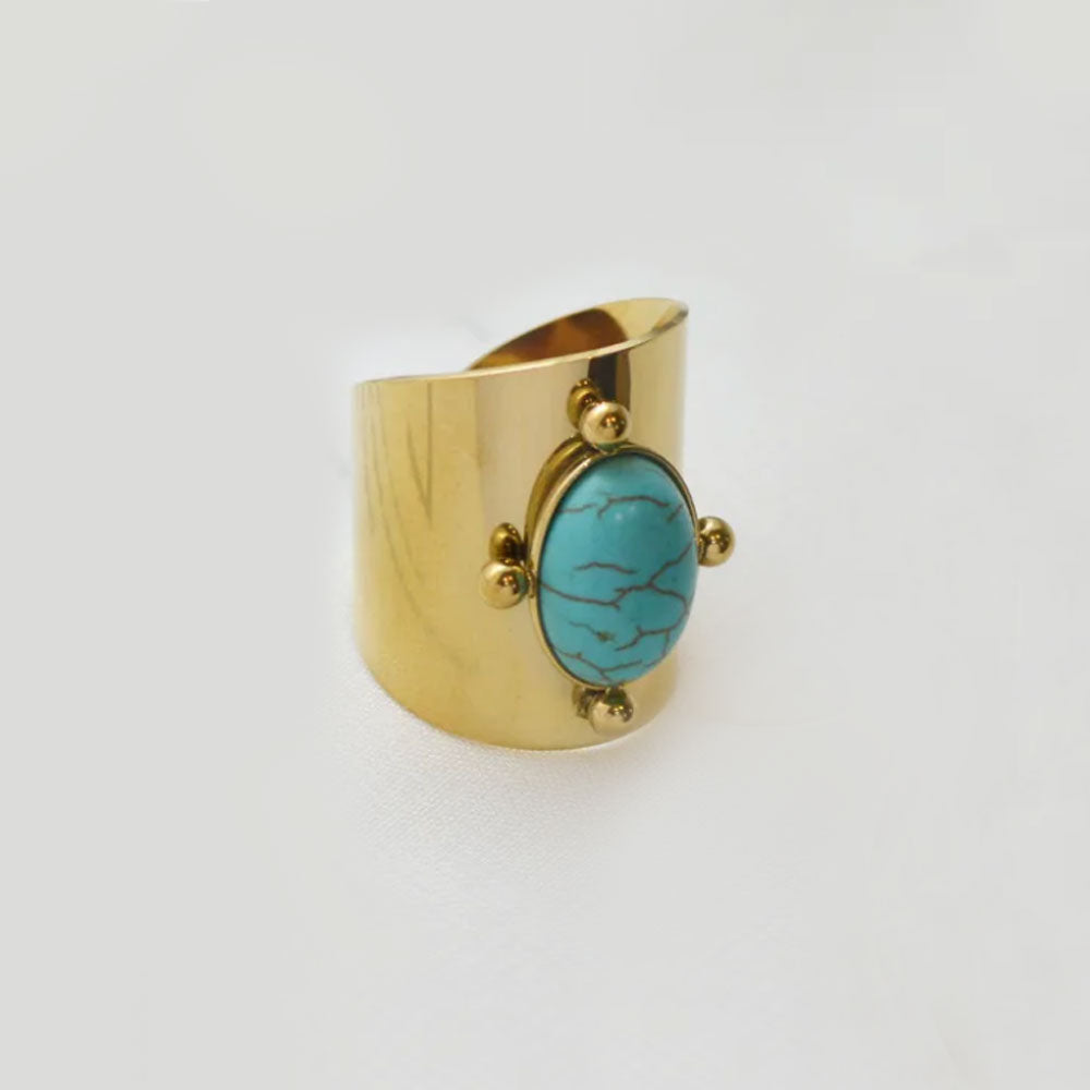 Royal Turquoise Ring 18K Gold Plated - PEACHY ACCESSORIES