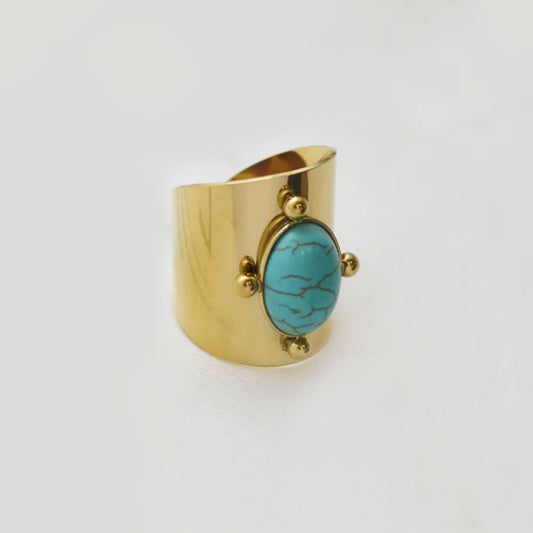 Royal Turquoise Ring 18K Gold Plated - PEACHY ACCESSORIES