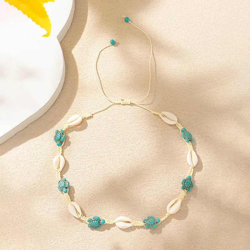 Turquoise Turtle Shell Knitting Women's Necklace - PEACHY ACCESSORIES