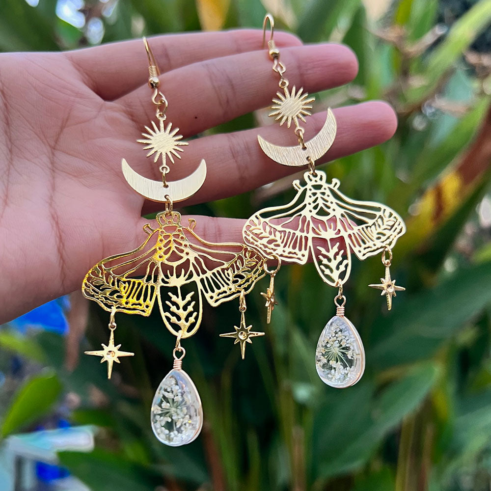 Bohemian Moth/ Bee Sun & Moon Tassel Earrings - PEACHY ACCESSORIES