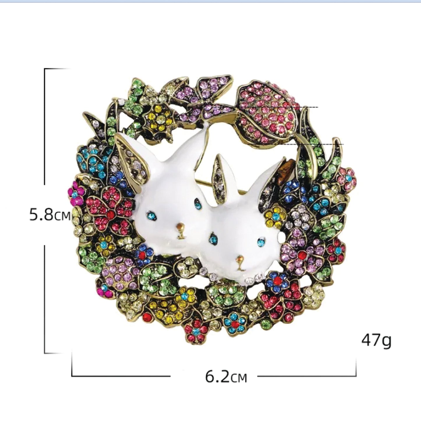 Cute Enamel Bunny Brooch