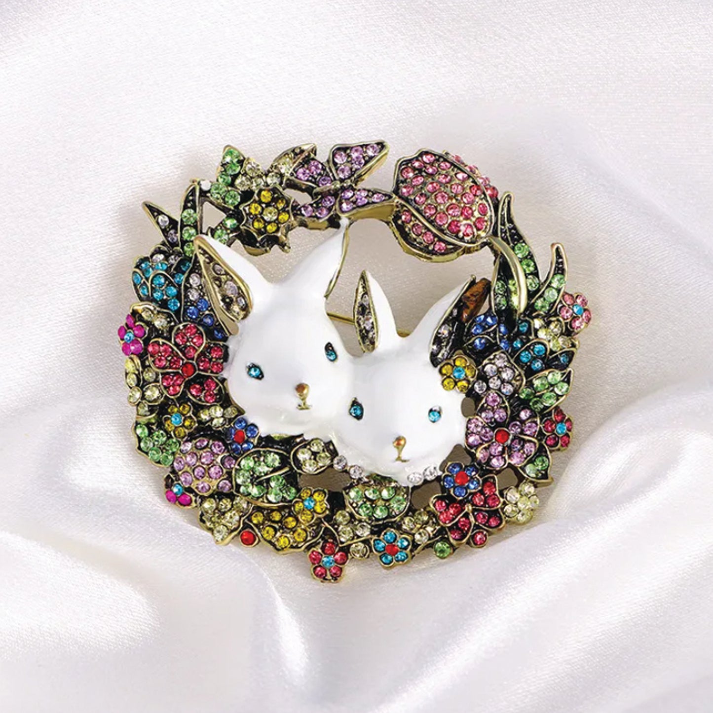 Cute Enamel Bunny Brooch