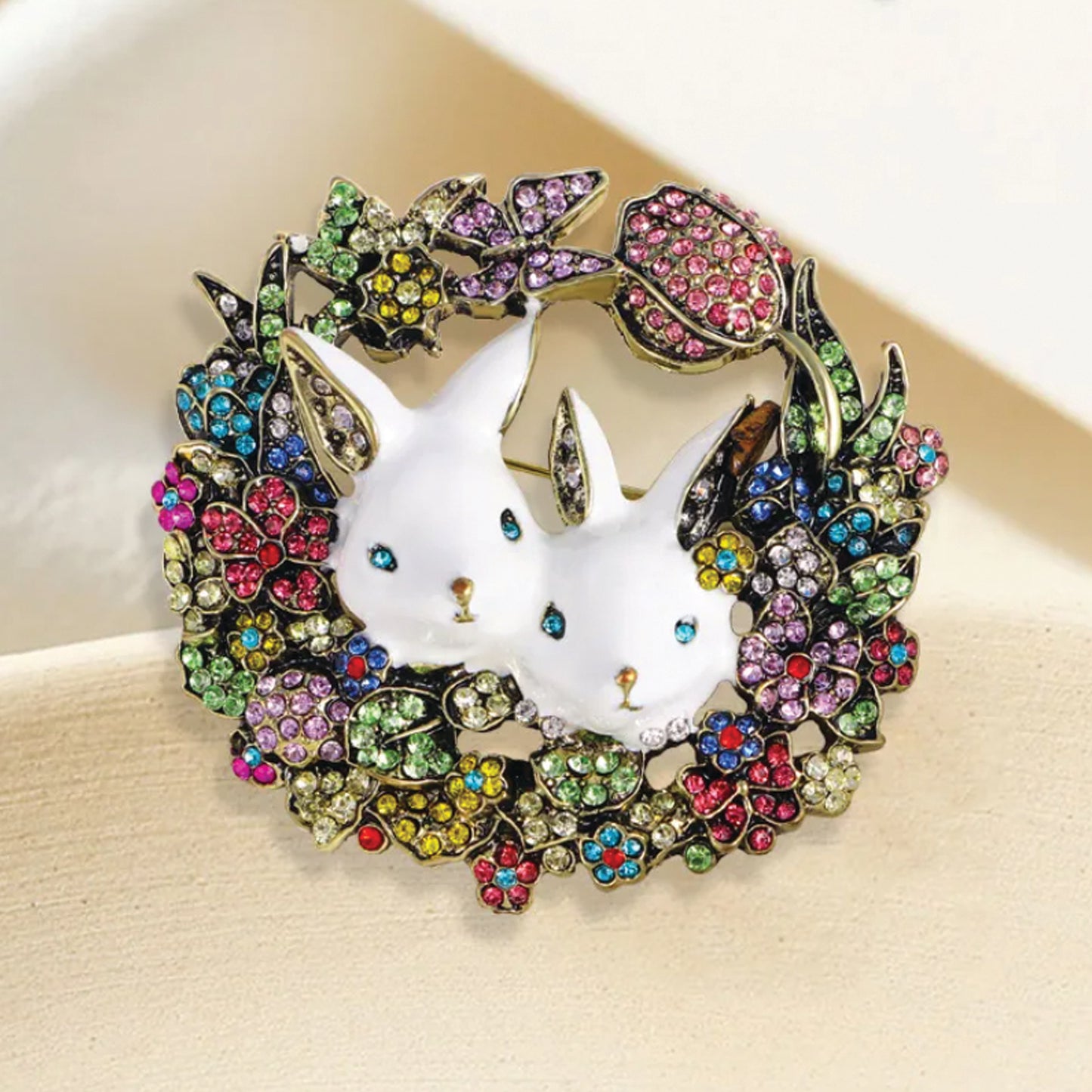Cute Enamel Bunny Brooch