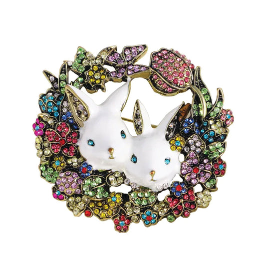 Cute Enamel Bunny Brooch