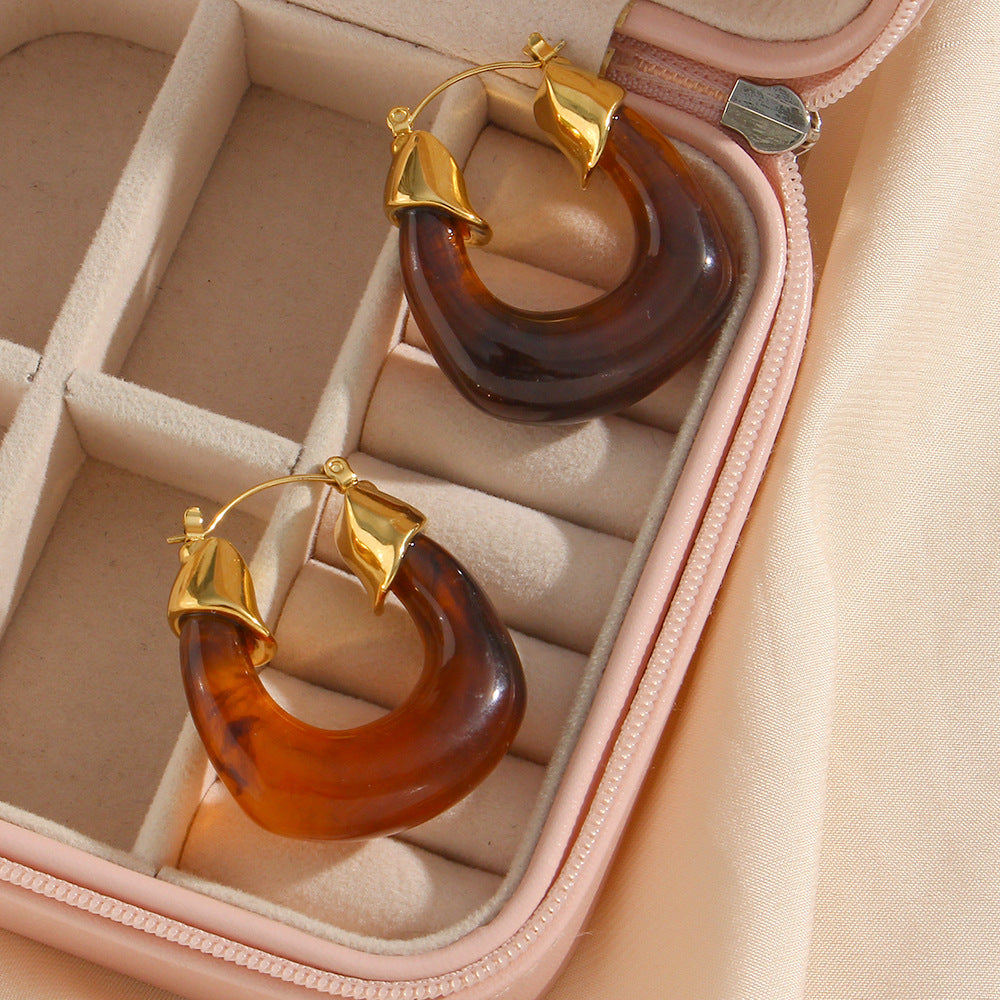 Classic U Shaped Hoop Earrings - 18K Gold Plated - PEACHY ACCESSORIES