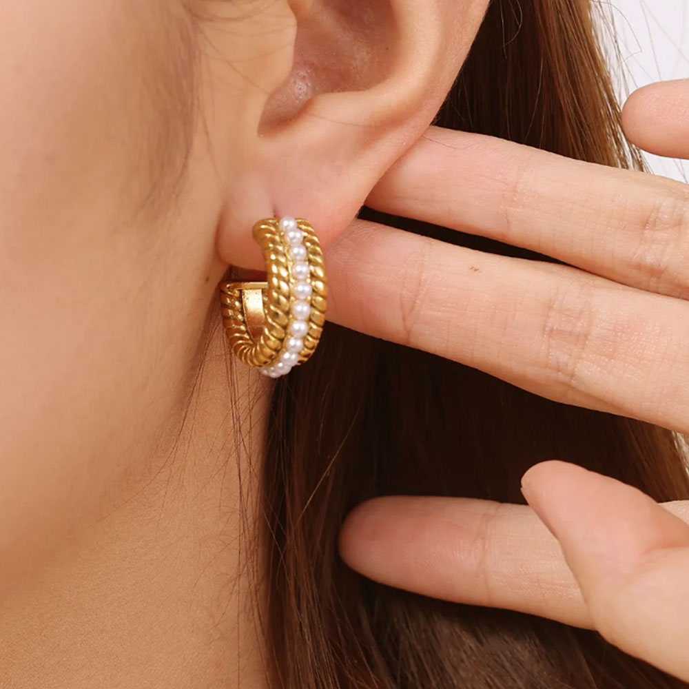 Elegant Cinderella Pearl Earrings 18K Gold Plated