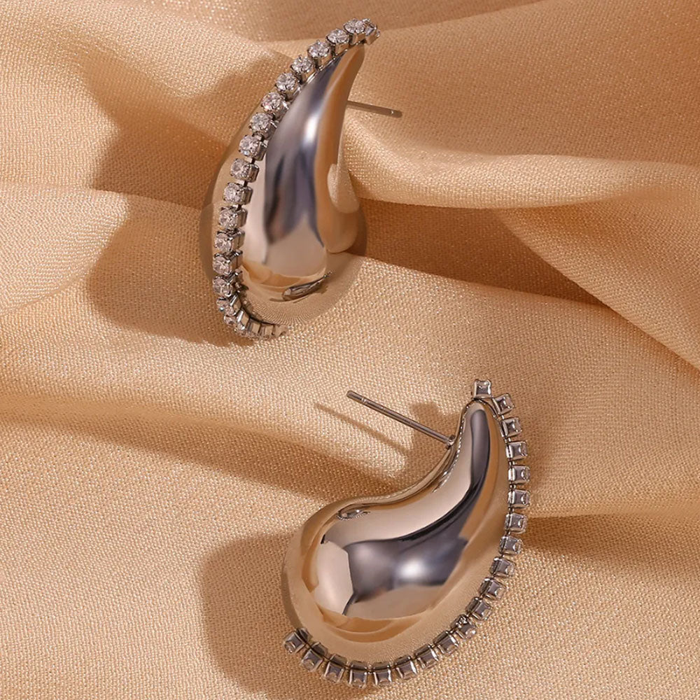 Classic Rhinestones Drop Earrings - 18K Gold Plated