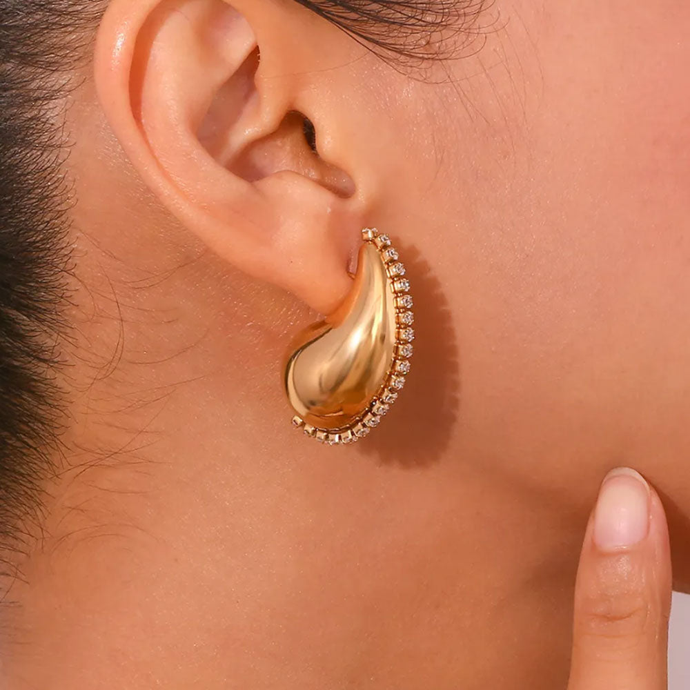 Classic Rhinestones Drop Earrings - 18K Gold Plated