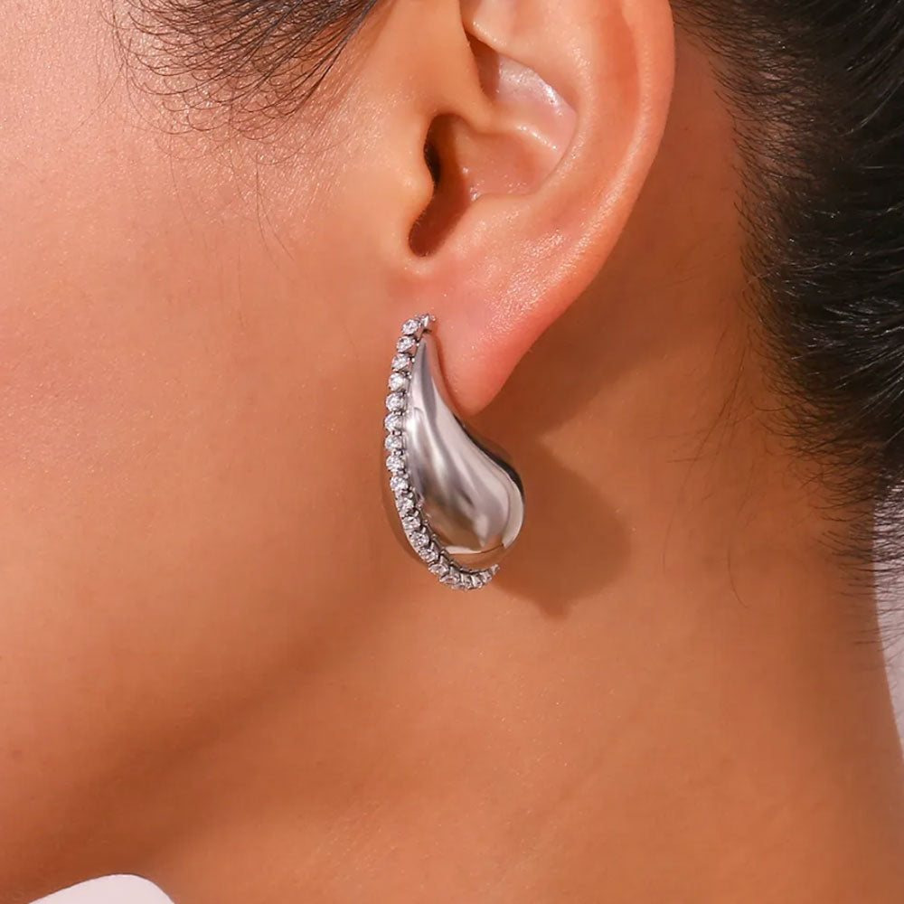Classic Rhinestones Drop Earrings - 18K Gold Plated