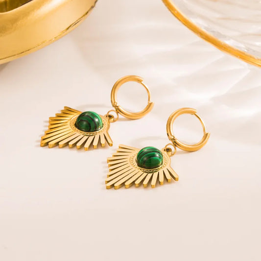 Green Huggie Drop Earrings - PEACHY ACCESSORIES