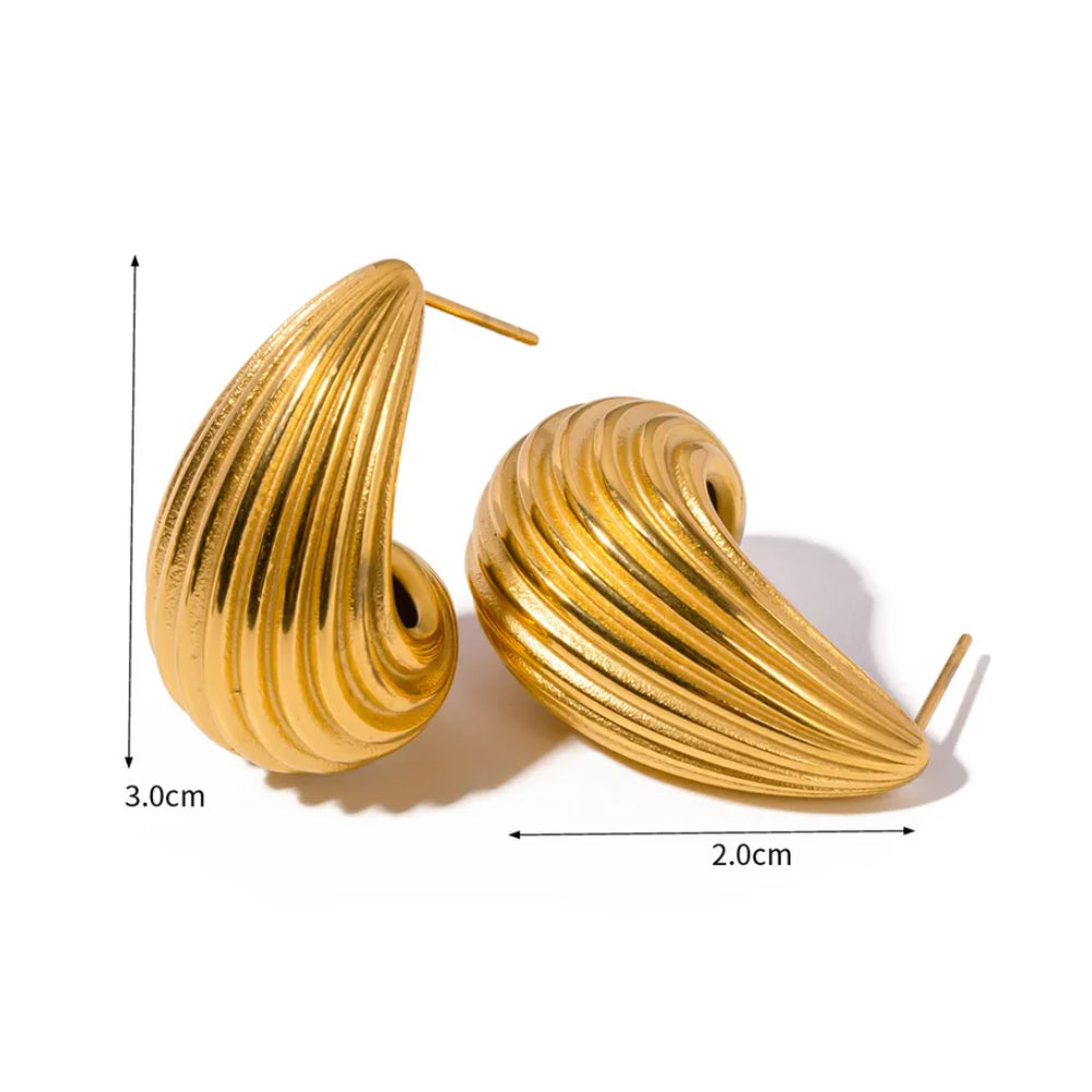Stripe Textured Drop Earrings 18K Gold Plated