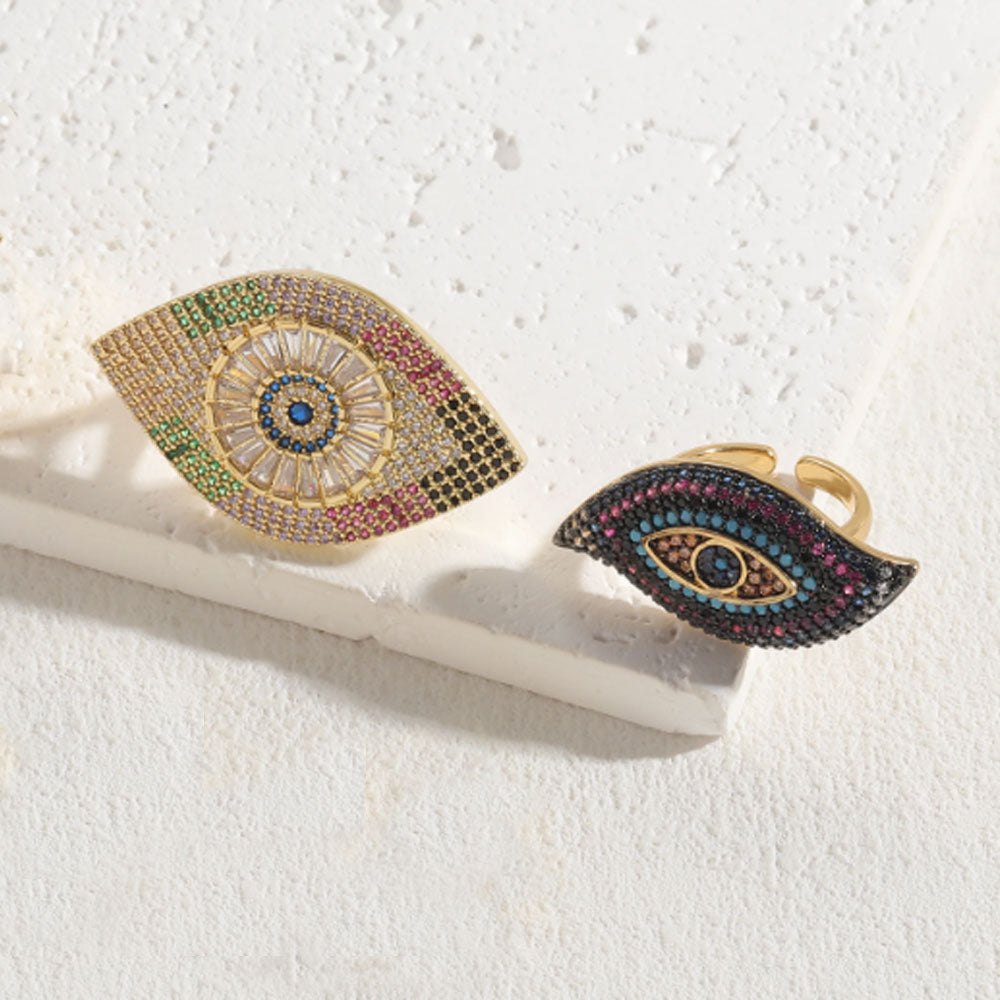 Luxurious Evil Eye Ring - 14K Gold Plated