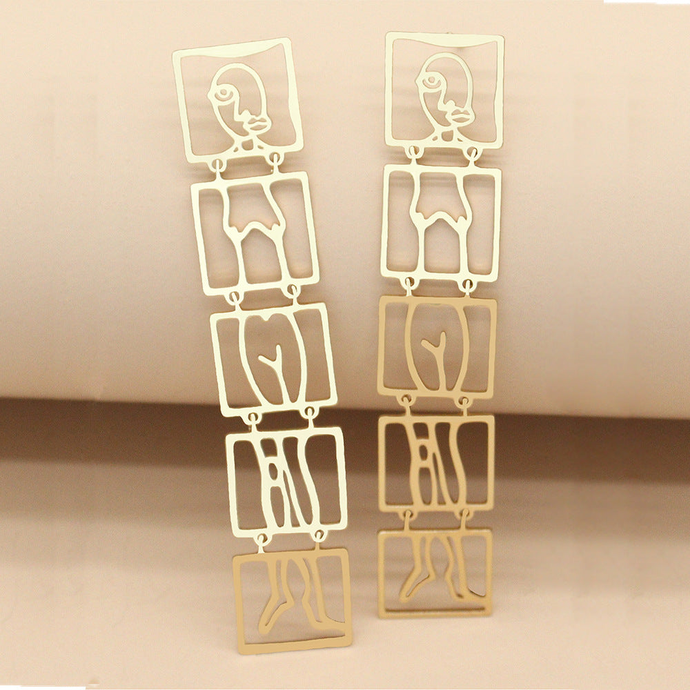 Classic Abstract Woman Earrings 18K Gold Plated - PEACHY ACCESSORIES