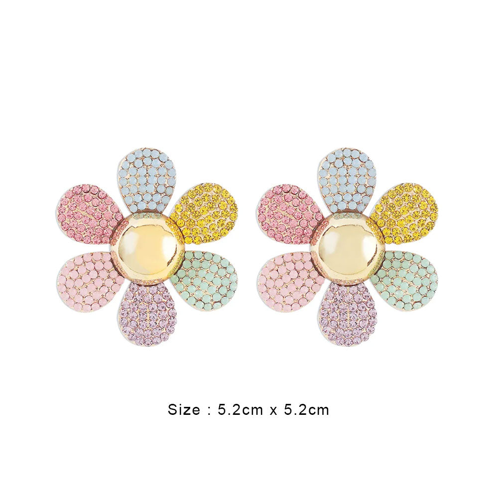 Large Colourful Flower Statement Earrings