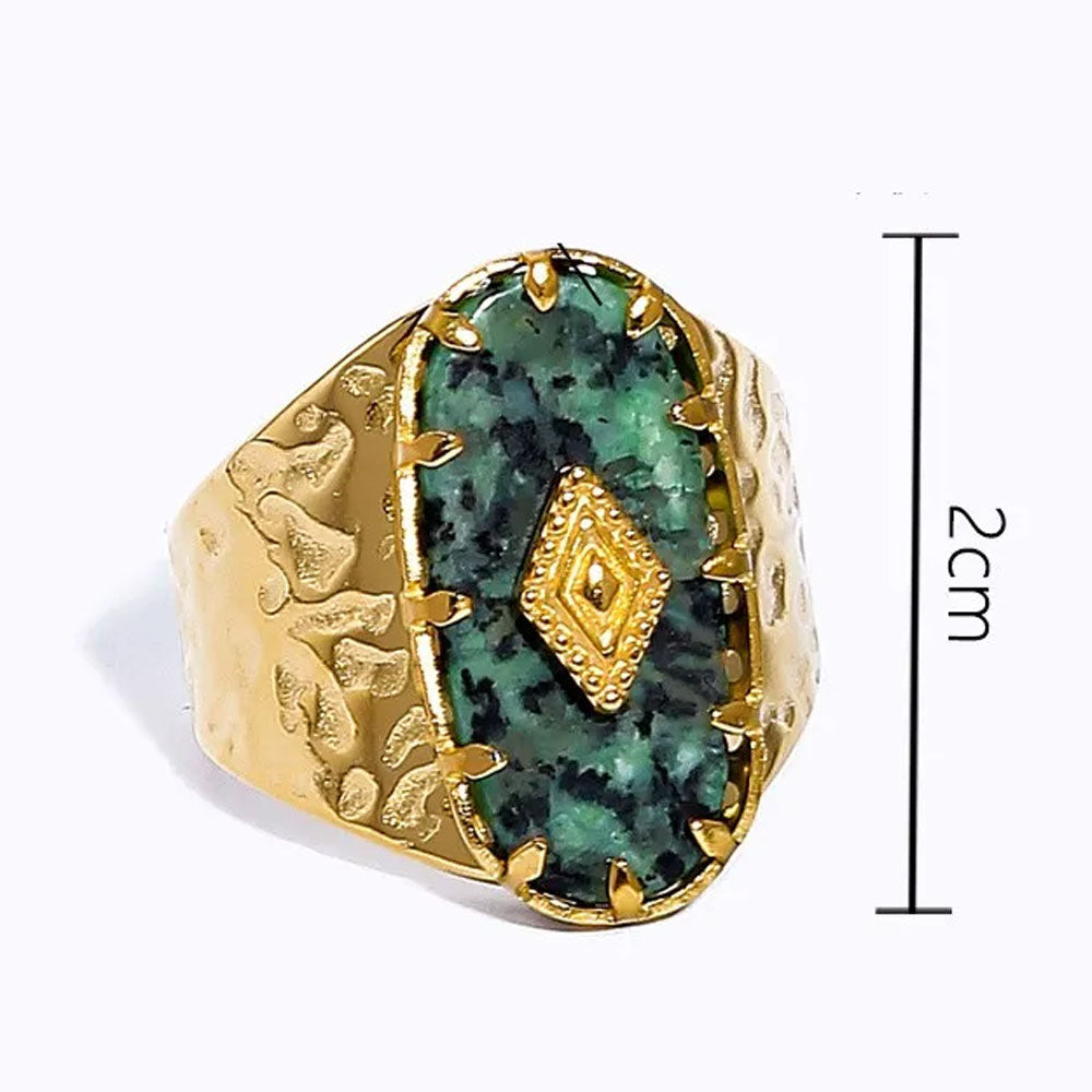 Royal Green Boho Ring - 18K Gold Plated