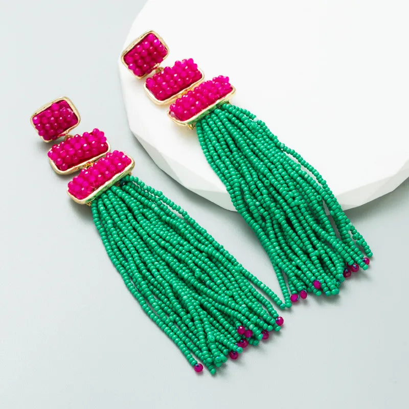 Beaded Tassel Earrings - PEACHY ACCESSORIES