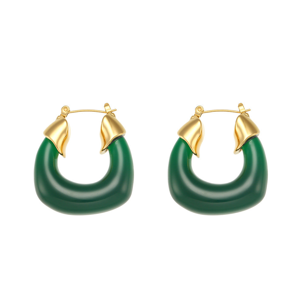 Classic U Shaped Hoop Earrings - 18K Gold Plated - PEACHY ACCESSORIES