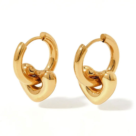 Heart Huggie Earrings - 18K Gold Plated