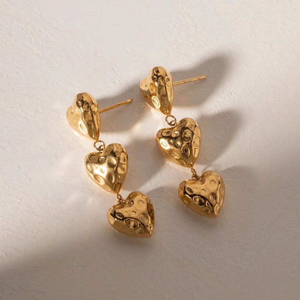 Classic Textured Heart Earring - 18K Gold Plated