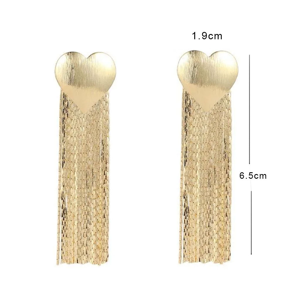Heart Tassel Earring - 18K Gold Plated